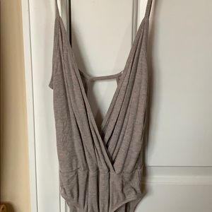 gray ribbed bodysuit